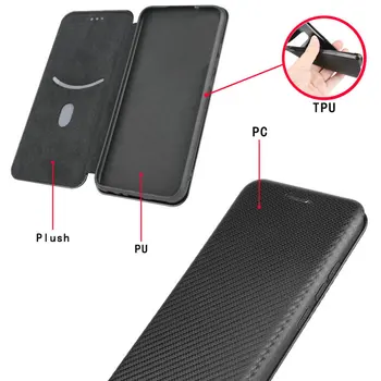 Pentru Coque Samsung A21s Caz Fibra de Carbon Textura Caz Flip pentru Samsung Galaxy M21 M31 A51 A71 A11 A21 A31 A41 Portofel Acoperi Etui