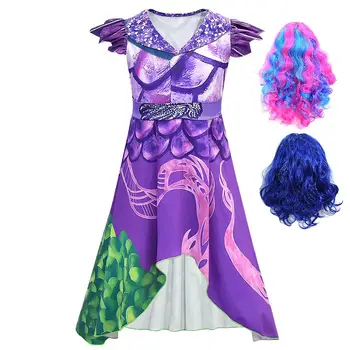 Copilul Fete Mal Descendenții 3 evie Cosplay Rochie Mov Costum 3D Tipărite de Costume de Copii pentru adulți petrecere de Halloween Masquerade haine