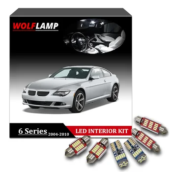 Wolflamp 14Pcs Super Luminoase Albe Canbus LED Lumini Auto de Interior Pentru perioada 2004-2010 BMW Seria 6 E63 Harta Cupolă de Lumină Lampă Placă Bec