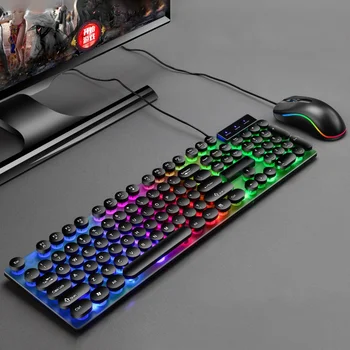 Mai nou Fir Tastatură Mecanică 104 Taste Tastatură Mouse-Set de Fundal cu LED Profesionale Calculator de Gaming Keyboard