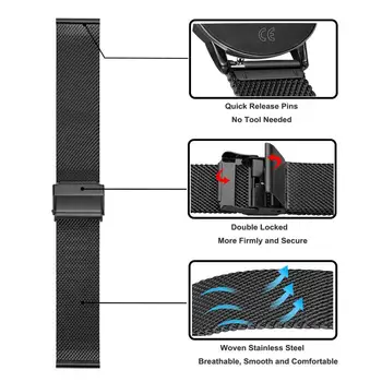 22MM din Oțel Inoxidabil Încheietura mâinii Curele Pentru Xiaomi Huami Amazfit Stratos 3/2/2s Brățări Inteligente Metal Watchband Pentru Amazfit GTR 47MM