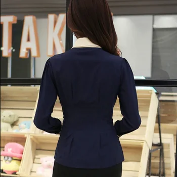 Noi 2019 coreean Toamna Bleumarin Bluza Femei cu Maneci Lungi Tricou Slim Moda Tricouri Femei Arc Bluze Plus Dimensiune Birou Topuri