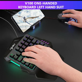 Mouse si tastatura de Gaming cu Fir tastatură cu iluminare din spate cu O singură mână Tastatură Mecanică RGB Mini Tastatura Gaming Controller pentru PC