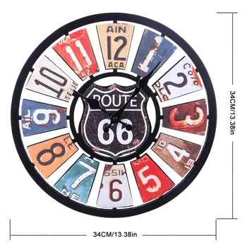 34cm Euramerican Retro Route 66 Tăcut Perete Ceas Ceasuri Colorate Pentru Decor Acasă Ceas de Perete Quartz Design Modern 2020 nou