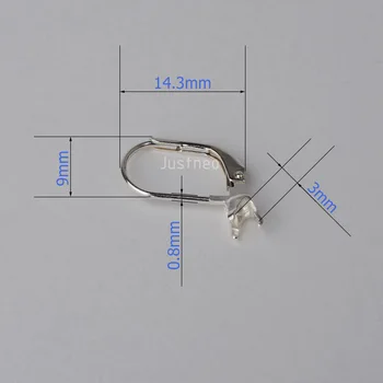 Solid Argint 925 cu Balamale franceză Leverback Earwire Cârlig cu 3 Dinți Fixați în Setarea pentru Runda Pietre și Cristale