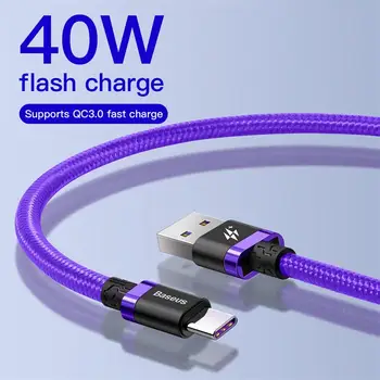 Baseus 5A Supraîncărca USB de Tip C Cablu pentru Telefon huawei USB C Quick Charge 3.0 Cablu USB C Încărcător de Telefon de Încărcare USB Cablul de Sârmă
