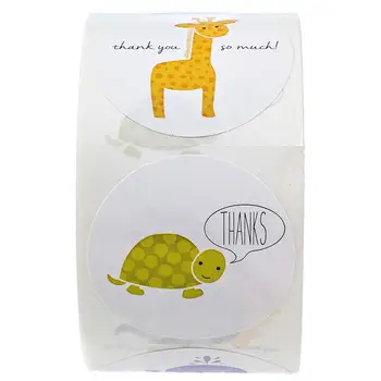 500pcs/rola animale desene animate mulțumesc autocolant pentru copii jucării notebook decor etichete autocolant cadou de ziua recunoștinței autocolant 1 inch