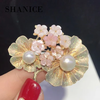SHANICE Retro Sablat Colorat Perla Coajă de Lux Mare Micro Pavate AAA zircon Cristal Broșă/ Pin Cadou de Crăciun