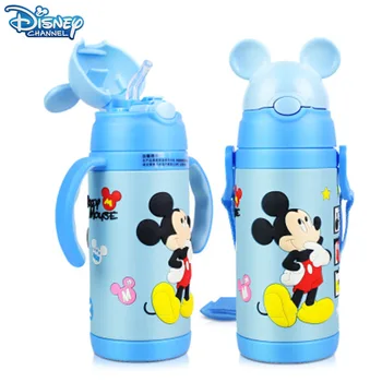 Disney Minnie Mickey Mouse Cupe de Desene animate de Hrănire Student Convenabil în aer liber Bea Copilul Sticla Sport cu Paie 380ML