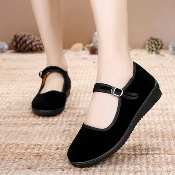 2019 Zapatillas Mujer Doamnelor Apartamente Catarama Curea Confortabil Pantofi Femei Solidă Rotund Toe Pantofi Casual de Dimensiuni mari 34~41 Negru S6-09