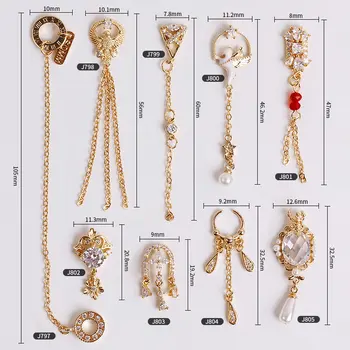 5pcs/lot 3d aliaj Placat cu lanț tassel decoratiuni de arta unghiilor consumabile cristale strasuri pietre unghii accesorii bijuterii charms