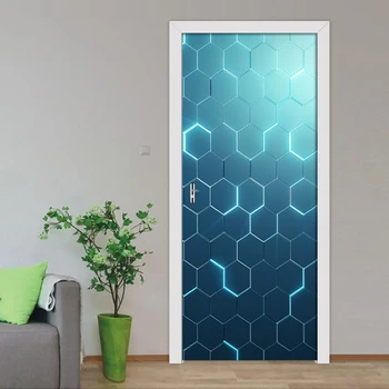 3D Ușa Autocolant Geometrice Grafica Stralucitoare Murală Tapet Acasă Usa Camera Usa Autocolant PVC, Auto-adeziv Vinil Ușă Decor