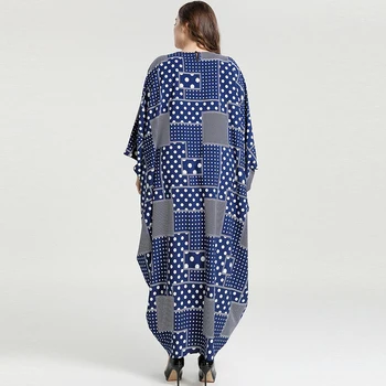 Siskakia Casual Musulman Arab Abaya Rochie Oversize Albastru De Moda Geometrice Dot Print Bat Cu Maneca Lunga, Halate De Sex Feminin 2020