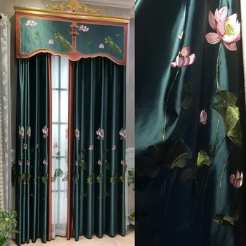 Noul Stil Chinezesc Perdele Clasice Iaz de Lotus Lunii Broderie Perdele pentru Living Dining Dormitor