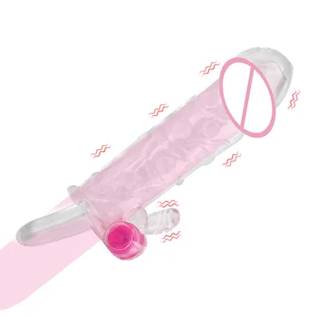 Reutilizabile Prezervativ Extindere G-spot Cocoș Maneca Ejaculare Întârziată Penis Sleeve Vibrator Penis Inele de Jucarii Sexuale Pentru Barbati