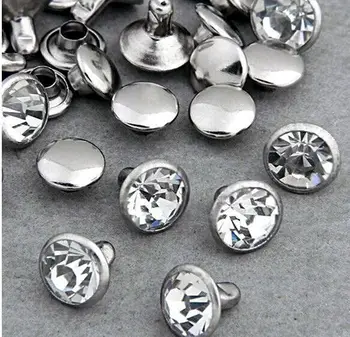200 de Seturi de 8mm CZ Cristale Stras Nituri Rapide de Argint Nailhead Pete Știfturi DIY Zinc din Aliaj de Metal