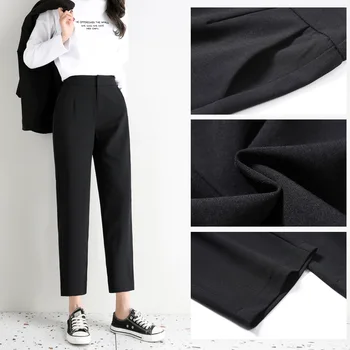 2020 Nouă Primăvară Stil Casual Drept Capri Pantaloni Femei Câmp Liber De Înaltă Talie Elasticitatea Drepte-Tăiat Capri Pantaloni Buzunare