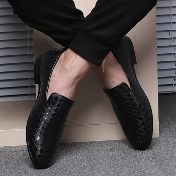 2019 Mens Casual Pantofi Respirabil Țese Mocasini de Piele Office Shoes Pentru Barbati Conducere Mocasini Confortabile Alunecare pe Pantofi de Moda