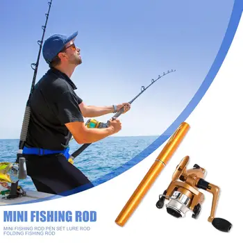 1 BUC Durabil Rod Combo multifuncțional Portabil de Buzunar Telescopic Mini Pol de Pescuit Pix în Formă de Tijă de Pescuit Role Combo