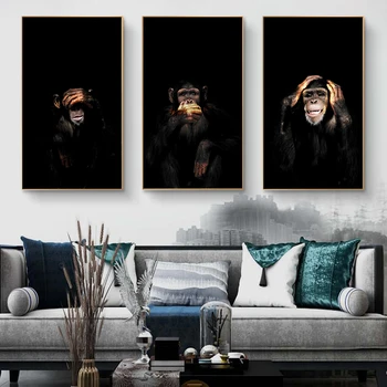 Art amuzant Maimuță Minunat de Arta de Perete Animale Abstracte Tablouri Canvas Arta de Perete pentru Camera de zi Decor Acasă (Fara Rama)