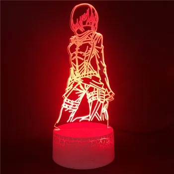 Atac pe Titan Copii Anime 3d Ceas Lampa Veioza de Camera de Decorare Led Culori Schimbă Bluetooth Lumina de Noapte Anime Cadou