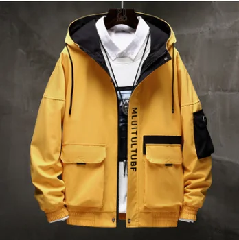 ANSZKTN cu Mâneci Lungi de Marfă jacheta barbati harajuku canadiană jachete cu glugă hip-hop streetwear fermoar paltoane cu buzunare mari