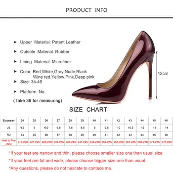 12cm Tocuri inalte Femei Pompe de Birou Sexy Lady Femei Pantofi de Nunta a Subliniat Toe Clasic Black Red Pantofi pentru Femei de Mari Dimensiuni 43 44 45 46