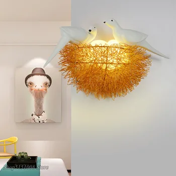 Aur Cuib de Pasăre Led Lampă de Perete Modernă Decor Acasă, Lângă Lampa 3D Păsări Tranșee de Perete pentru Copii Camera de zi Studiu de Perete de Lumină