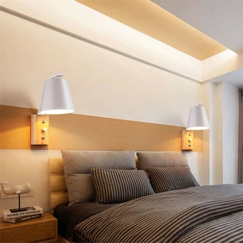 Dormitor lampa de perete moderne simplă lumina de lemn creative de arta de perete lampă de noptieră balcon culoar studiu de lectură tranșee de perete