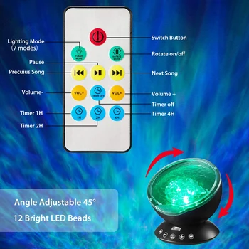 Colorat Ocean Val Înstelat Aurora LED Lumina de Noapte Proiector Luminaria Noutate Lampa USB Lampa Veioza Iluzie Pentru copii Cadouri