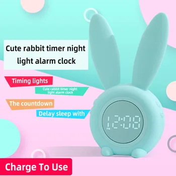 Copii Ceas cu Alarmă Cu Lumina de Noapte Drăguț Bunny Ureche Masă de Perete Digital cu LED-uri Ceas de Dormit pentru Copii Trainer Pentru Băieți și Fete Dormitor