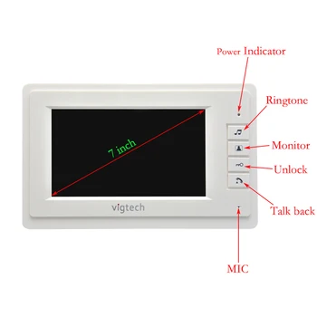 Vigtech 7 Inch Culoare Monitor Interior Cu Adaptor Video Telefon Ușă De Interior Acasă Aparat De Interfon Cu Fir Doorbell