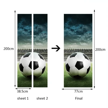 Vii 3D Efect de Fotbal Impermeabil Ușă Detașabilă Autocolante Tapet PVC Poster Autocolant Camera de zi Dormitor Decor Acasă