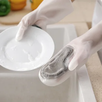 Perie magie mănuși de spălat vase perie Mănuși de uz Casnic Non-Alunecare de izolare termică rezistente la uzură bucătărie silicon spălătorie mănuși