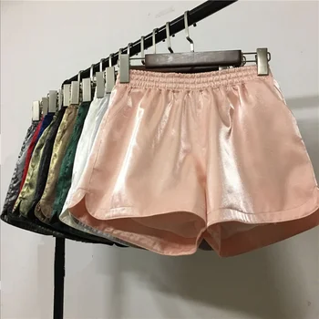 ZOGAA 2021 Sexy Club Streetwear Feminimo pantaloni Scurti de Vara Noi Elastic Talie Mare pentru Femei Pantaloni Casual Strălucitoare de Mătase, Cu Buzunar