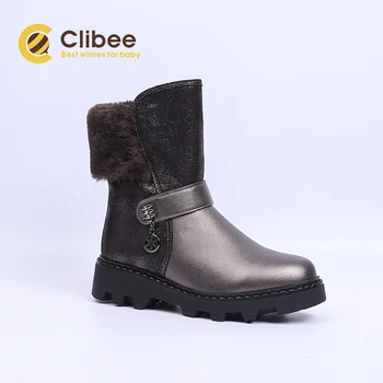 CLIBEE Cald Iarna pentru Copii Cizme Fete Impermeabil Îngroșa Unic Garnitură de Lână Cizme Copii de Înaltă Vițel Pantofi cu Fermoar Dimensiune 32-37