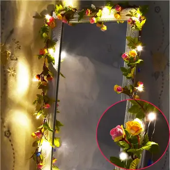 2M 20 LED-uri de Flori de Trandafir Șir de Lumini Baterie/USB Alimentat de Crăciun Ghirlanda Petrecere de Aniversare de Nunta de Dragoste de Decorare Luminaria