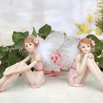 Flower Fairy figurine de rasina Roz înger statuie Frumoasă Fată jucarii de Craciun pentru copii cadouri de Nunta Deoration animatie pentru Copii