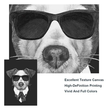 Nordic Câini într-un Costum de Panza Picturi Pe Perete Postere de Arta Si Imprimeuri Moderne Câini Amuzant Panza Imagini Pentru Perete Camera de zi