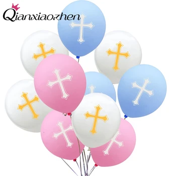 Qianxiaozhen 20buc Cruce de Paști Baloane Latex Accesoires Decor de Paști Sfânta Împărtășanie Petrecere Baloane Botez Decor