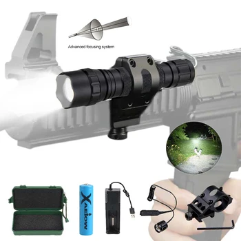 T6/Q5 Lanterna Tactice Arma de Vânătoare Lanterna 501B cu Zoom Lanterna Pistol Armă de Lumină+Luneta Monta+Switch+18650+Incarcator+Cutie