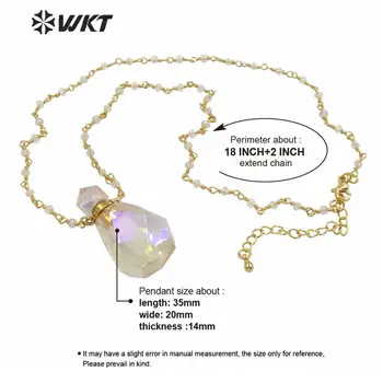 WT-N1235 Trendy fatetate de piatra colier formă de picătură de apă aura alb cristal de cuarț colier piatra rozariul femei bijuterii colier
