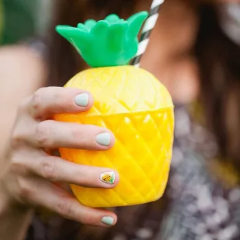 6pcs Plastic Cană de Ananas Tropical Luau Parte Cupe de nucă de Cocos pe Plajă Hawaiiană Decor Petrecere de Vară Favoruri de Partid