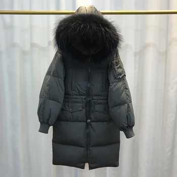 2019 iarna nou stil coreean versiune jos jacheta lunga stil mare guler de lână mantou pentru femei cordon de moda liber lady haine