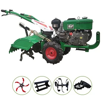 Teren agricol-răcit cu Aer, diesel 12 cp pastorală weeder pierde solului Rotativ lucrare masina cu 4 tipuri de accesorii