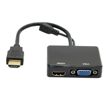 CY compatibil HDMI la VGA & compatibil HDMI de sex Feminin Splitter cu Audio-Video Cablu Convertor Adaptor Pentru HDTV Monitor PC