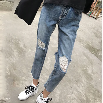 Jeans Femei Aflate În Dificultate Blugi Rupti Pentru Femei Talie Inalta Blugi Prietenul Femei Distrus Blugi Cu O Gaură În Partea Din Spate