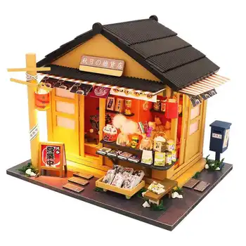 DIY Casă de Păpuși din Lemn, Case de papusi in Miniatura, Mobilier casă de păpuși Kit Jucării pentru Casa de copii Cadou de Crăciun