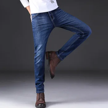 2020 Nou Sosirea Primăverii Bărbați Stil Boutique Blugi Denim de Înaltă Calitate de Moda Casual Drept Solid Bărbați Agrement Pantaloni Dimensiune 28-40