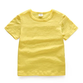 Bambus Bumbac Copii Tricou de Vară 2020 Fete T-shirt Respirabil Băiatului Tricouri Topuri Pentru Copii Culoare Solidă Băieți Teuri 1-8T